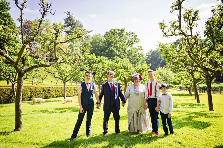 Wedding family at the Painswick Rococo Garden