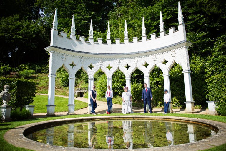 Wedding family at the Painswick Rococo Garden