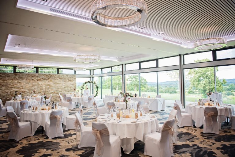 Wedding breakfast details at the Cotswold Suite at Tewkesbury Park
