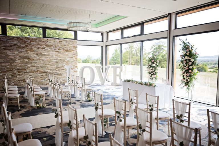 Wedding Ceremony set up at Tewkesbury Park